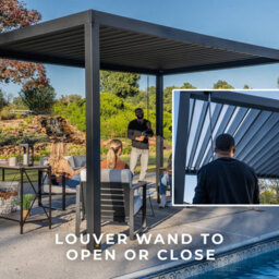 Backyard Discovery Sarasota Louvered Steel Outdoor Patio Pergola With Powerport 4.3M X 3M (14Ft X 10Ft) - thumbnail 5