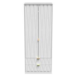 Pesaro Ready Assembled Modern Matt White 2 Drawer Tall Double Wardrobe (H)1970mm (W)740mm (D)530mm - thumbnail 2