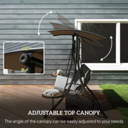 Outsunny 3 Seat Garden Swing Chair Steel W/ Adjustable Canopy And Coffee Tables - thumbnail 4