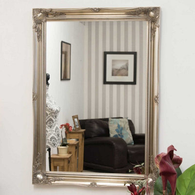 Mirroroutlet Hamilton Vintage Silver Antique Design Wall Mirror 107 X 76 Cm - image 1
