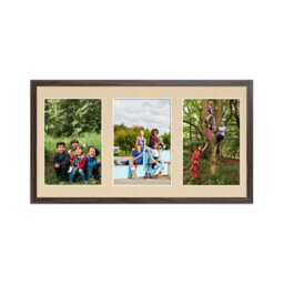 AK Frames 40X20Cm Walnut Sleek Multi Photo Frame With Ivory Mount - Holds 3 Apertures (3X) 6X4 Photos - thumbnail 1