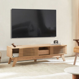 Beliani Astra Tv Stand In Matt Light Brown - Wide Storage Cabinet With Cable Management And Drawers - thumbnail 2