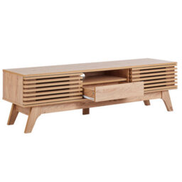 Beliani Astra Tv Stand In Matt Light Brown - Wide Storage Cabinet With Cable Management And Drawers - thumbnail 5