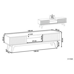 Beliani Astra Tv Stand In Matt Light Brown - Wide Storage Cabinet With Cable Management And Drawers - thumbnail 4