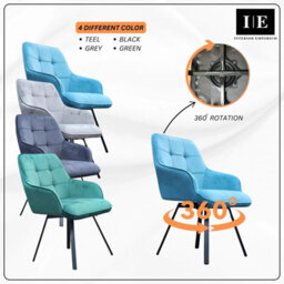 Interior Emporium 2X Swivel Dining Chairs, Padded Velvet Seat, Modern Kitchen, Rotatable Metal Leg ( Teel ) - thumbnail 5
