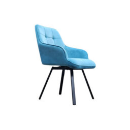 Interior Emporium 2X Swivel Dining Chairs, Padded Velvet Seat, Modern Kitchen, Rotatable Metal Leg ( Teel ) - thumbnail 3
