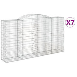 Berkfield Arched Gabion Baskets 7 Pcs 300X50X160/180 Cm Galvanised Iron - thumbnail 2