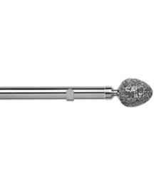Unknown 28mm Fixed Length Metal Eyelet Curtain Pole Set In Satin Silver - Alexia Finial, 400Cm