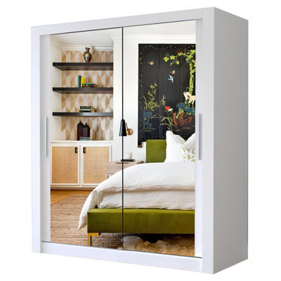 Milan Sliding Mirror Door Wardrobe With Drawers & Shelves - Modern Bedroom Wardrobe - image 1