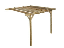 Arbor Garden Solutions Lean To Wooden Garden Pergola Kit - Chamfered Design Wall Mounted Gazebo, 3M X 3M (Natural Finish) - thumbnail 1