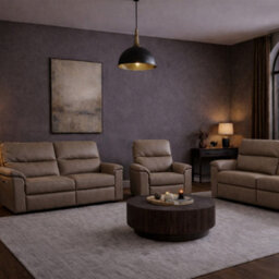 Aspire Marlowe Real Leather Power Recliner 3 + 2 + 1 Sofa Set With Usb Charging, Taupe - thumbnail 1