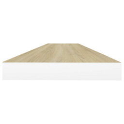 Berkfield Floating Wall Shelves 4 Pcs Oak And White 90X23.5X3.8 Cm Mdf - thumbnail 6
