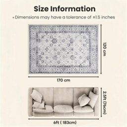Bedlooms Serene Cashmere Rug 120X170Cm, Traditional Rug, Non Slip, Stain Resistant, Bed & Dining Room Rug - thumbnail 7