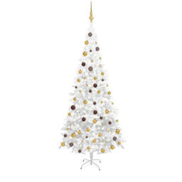 Berkfield Artificial Christmas Tree With Leds&ball Set L 240 Cm White - thumbnail 1