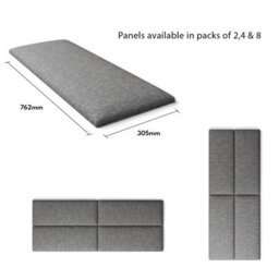 Aspire Easymount Wall Mounted Upholstered Panels, Modular Diy Headboard In Eire Linen Fabric, Grey (Pack Of 8) - thumbnail 5