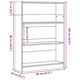 Berkfield Bookcase Artisian Oak 80X24X109 Cm Engineered Wood - thumbnail 9