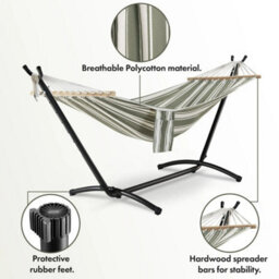 Hammock With Stand, Green 1 Person Hammock With Adjustable Frame - thumbnail 4