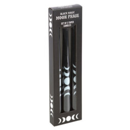 Set Of 3 Black Moon Phase Taper Candles For Elegant Home Decor - thumbnail 1