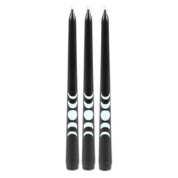 Set Of 3 Black Moon Phase Taper Candles For Elegant Home Decor - thumbnail 3