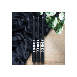 Set Of 3 Black Moon Phase Taper Candles For Elegant Home Decor - thumbnail 6