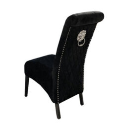 Stratus Interiors Emma Tall Lion Knocker Velvet Dining Chair - Black - thumbnail 5