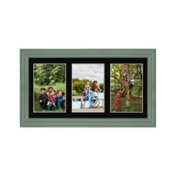 AK Frames 40X20Cm Green Classic Multi Photo Frame With Black Mount - Holds 3 Apertures (3X) 6X4 Photos - thumbnail 1