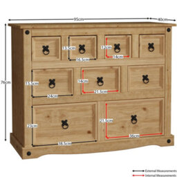 Chest Of Drawers Solid Pine Waxed Rustic - thumbnail 2