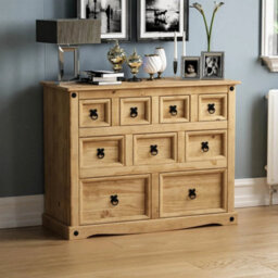 Chest Of Drawers Solid Pine Waxed Rustic - thumbnail 1