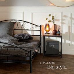 Tectake Bedside Table Derby - Industrial Style, With Grid Shelf, 45.5 X 45.5 X 55.5 Cm - Industrial Wood Dark, Rustic - thumbnail 8