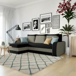 Kris M Corner Sofa Bed With Storage Ottoman Polyurethane Foam Wooden Frame Plastic Legs 238X147X80Cm Black And Grey - thumbnail 2