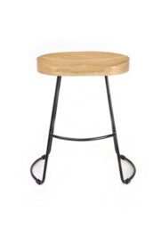 Elm Home And Garden Solid Hard Wood Black Metal Breakfast Bar Kitchen Pub Café Stool Wooden H 55 X W 52 X D 36 Cm - thumbnail 3