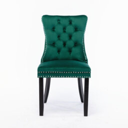 HomeTouch Set Of 4 Lux Green Velvet Kitchen Dining Chairs With Pull Knocker Wing Back Bedroom Office Chairs - thumbnail 6