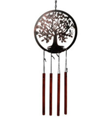 PMS Rustic Tree Of Life Windchime Garden Decoration Bronze Effect 16X45Cm - thumbnail 2