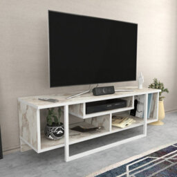 Decorotika Astona Tv Stand Tv Unit For Tvs Up To 55 Inch White Marble Effect And White - thumbnail 4