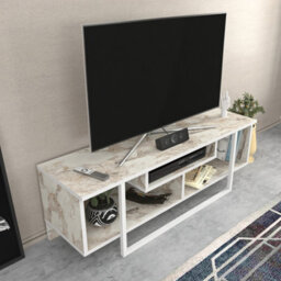 Decorotika Astona Tv Stand Tv Unit For Tvs Up To 55 Inch White Marble Effect And White - thumbnail 2
