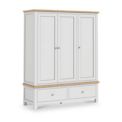 Farro Xl Grey Triple Wardrobe With 2 Drawers - By Roseland Furniture - image 1