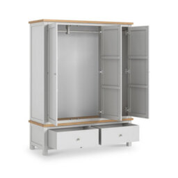 Farro Xl Grey Triple Wardrobe With 2 Drawers - By Roseland Furniture - thumbnail 4