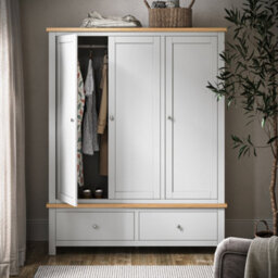 Farro Xl Grey Triple Wardrobe With 2 Drawers - By Roseland Furniture - thumbnail 2