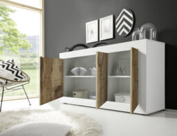 FurniComp LTD Furnicomp Selene 3 Door White Gloss And Pero Oak Sideboard - thumbnail 2