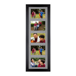 AK Frames 26X8 Black Sleek Multi Photo Frame With Mid Grey Mount - Holds 5 Apertures (5X) 6X4 Photos - thumbnail 1