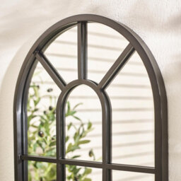 Furniturebox Uk Harris Black Large Arched Window 120X40Cm Garden Mirror - thumbnail 3