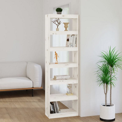 Berkfield Book Cabinet/room Divider White 60X30X199.5 Cm Solid Wood Pine - image 1