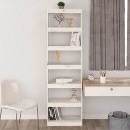 Berkfield Book Cabinet/room Divider White 60X30X199.5 Cm Solid Wood Pine - thumbnail 4