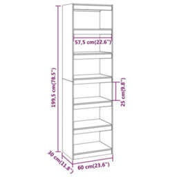 Berkfield Book Cabinet/room Divider White 60X30X199.5 Cm Solid Wood Pine - thumbnail 8