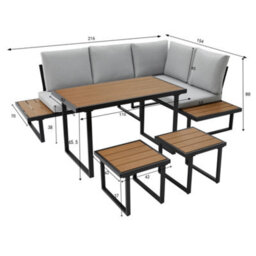 More4Homes Amalfi Garden Dining Set 6 Seater Outdoor Corner Dining Furniture With Table And Cover (Grey) - thumbnail 9