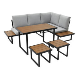 More4Homes Amalfi Garden Dining Set 6 Seater Outdoor Corner Dining Furniture With Table And Cover (Grey) - thumbnail 5