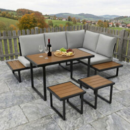 More4Homes Amalfi Garden Dining Set 6 Seater Outdoor Corner Dining Furniture With Table And Cover (Grey) - thumbnail 2