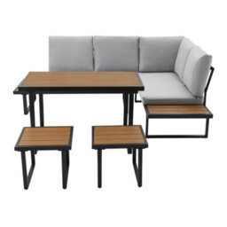 More4Homes Amalfi Garden Dining Set 6 Seater Outdoor Corner Dining Furniture With Table And Cover (Grey) - thumbnail 3