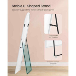 Arched Full Length Standing Mirror, Freestanding Tempered Glass Floor Mirror For Bedroom, Matte White - thumbnail 5