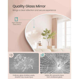 Arched Full Length Standing Mirror, Freestanding Tempered Glass Floor Mirror For Bedroom, Matte White - thumbnail 4